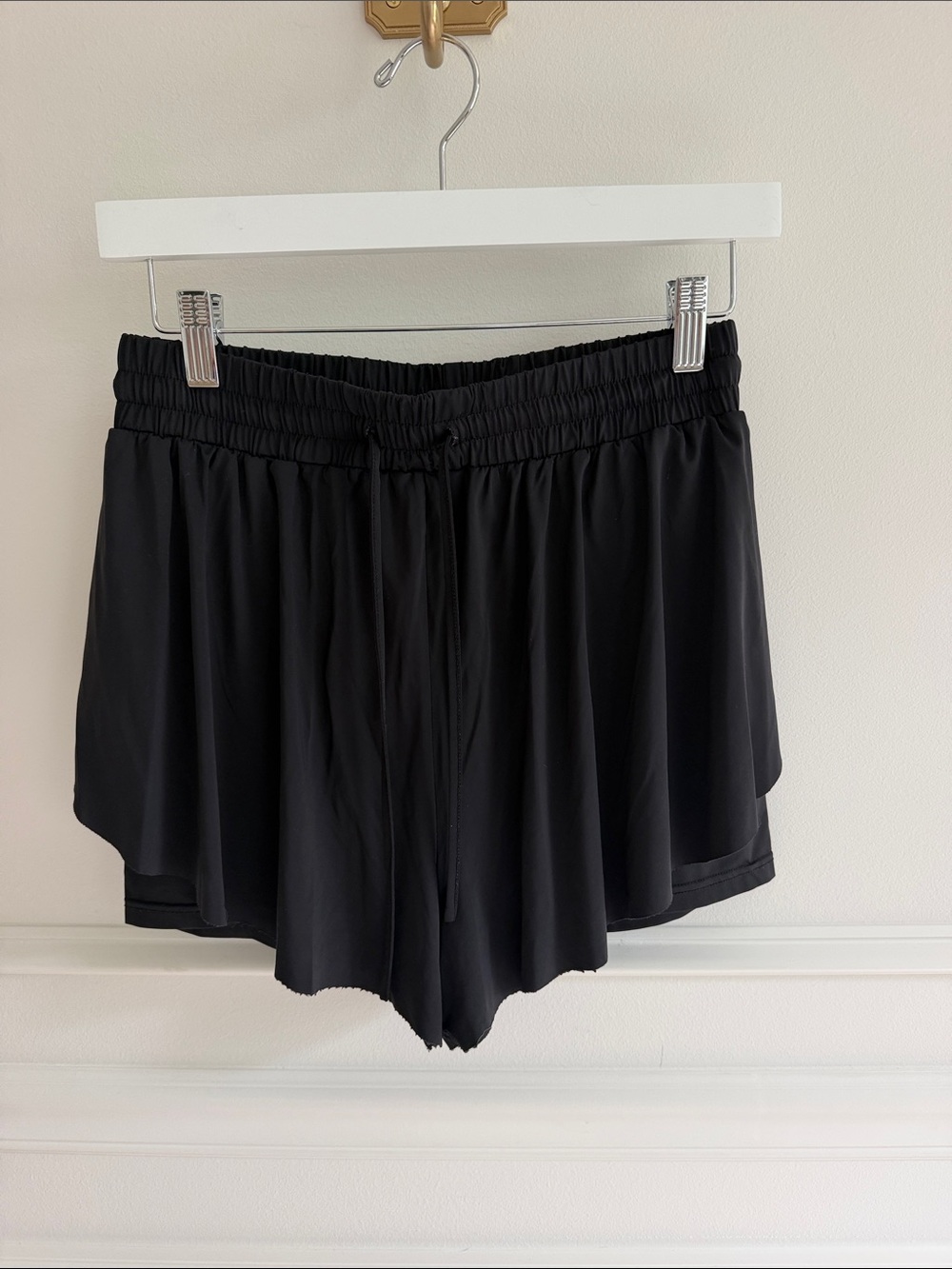 Women’s Black Athletic Layered Running Shorts